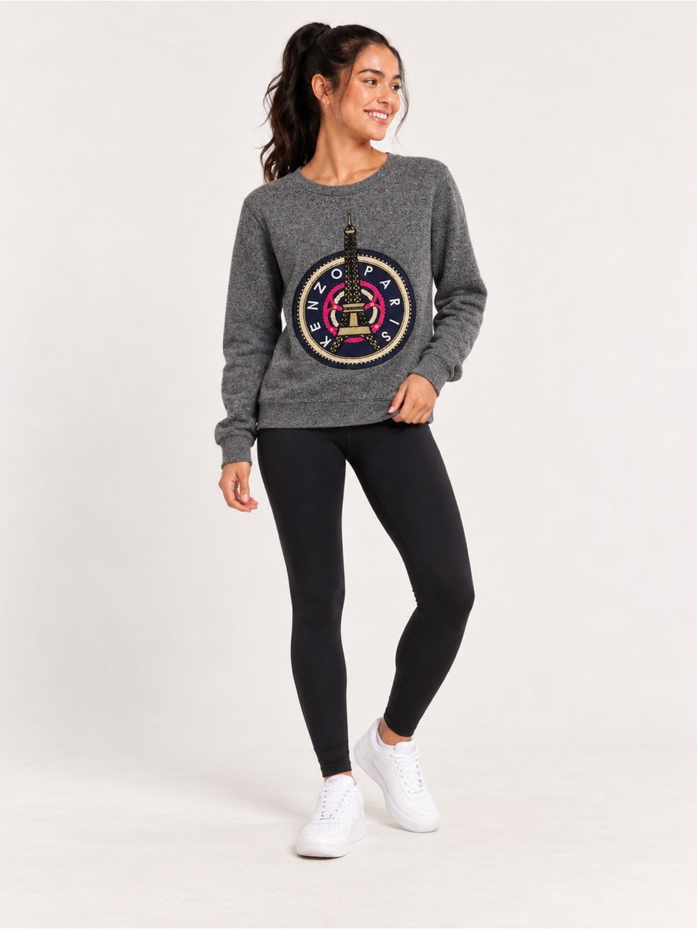 Kenzo Paris Gray Eiffel Tower Graphic Sweatshirt Sweater Size Medium